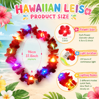 Kalung Bunga LED Hawaii Warna-warni Grosir, Aksesoris Pesta Menyala untuk Acara Pesta Luau, Pantai, dan Karnaval