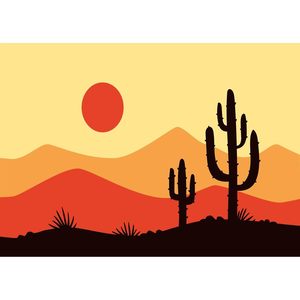 Décoration murale 12x8ft tissu dessin animé désert coucher de soleil fond Western Cowboy Cowgirl Cactus Silhouettes pour douche fête d'anniversaire - Product Image 2