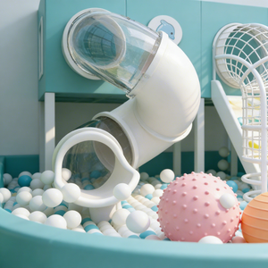 Ensemble de jeu interactif personnalisable pour petits espaces domestiques, avec piscine à balles, filet d'escalade et toboggan combiné, équipement de jeu souple pour salle de jeux intérieure - Product Image 5