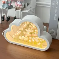 Lampe d'ambiance nocturne DIY faite à la main en forme de fleur de tulipe, lampe nuageuse en forme de tulipe, veilleuse LED, lampe de table miroir, lumières décoratives pour chambre à coucher, nouveauté