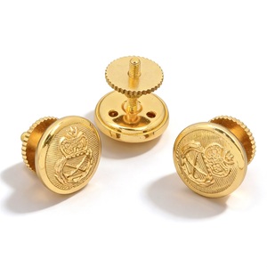 Gold Metal Shank <b>Buttons</b> with Embossed Logo Pattern Classic Round Design for Uniforms and Formal Wear - Product Image 6