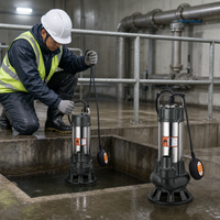 Pompe à eaux usées submersible en acier inoxydable avec système de découpe, 2 pouces, 1,5 CV, câble de 7 m avec interrupteur à flotteur et commande automatique