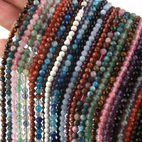 Perles Facettées en Cristal de Pierre Naturelle de 2mm, 3mm, 4mm, Améthyste, Quartz Rose, Citrine et Diamant pour la Fabrication de Bijoux DIY