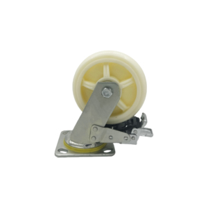Troli Dorong Roda Putar Industri Nylon Super Heavy Duty 4-8 Inch dengan Rem Putih Garansi 6 Bulan - Product Image 3