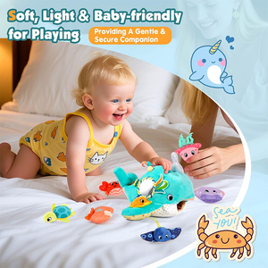 V122 Venta al por mayor Soft Ocean Whale Adventure Juego de <span class=keywords><strong>juguetes</strong></span> sensoriales con sonajero <span class=keywords><strong>Juguetes</strong></span> para bebés <span class=keywords><strong>9</strong></span>-<span class=keywords><strong>12</strong></span> <span class=keywords><strong>meses</strong></span> Regalos perfectos para bebés pequeños - Product Image 2
