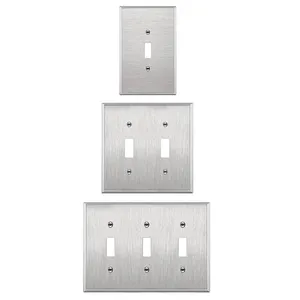 OEM 3 gang modern home Toggle Switch Dimmer Wall Plate Stainless Steel Light switches and sockets wall plates covers