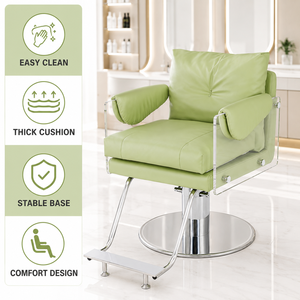 Barber Shop Beauty SalonProfessional Styling <b>Chairs</b> PU <b>Leather</b> Acrylic with Footrest Barber <b>Chair</b> for Barbershop - Product Image 4