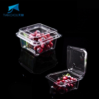 Conteneur alimentaire jetable personnalisé en PET recyclable avec couvercle, 16, 24, 32, 48 OZ, de qualité alimentaire, petit format, avec charnière