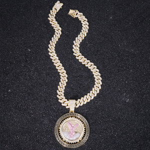 จี้เพชรทรงยุโรปอเมริกันแบบหมุนได้ ดีไซน์เก๋ เคลือบทอง พร้อมสร้อยเชื่อมแบบฮิปฮอปสุดเทรนดี้ - Product Image 5