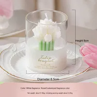 Handgemachte Liebhaber-Blumen-Duftkerze aus Sojawachs in Tulpenstrauß-Form Romantische Aromatherapie-Kerze zum Valentinstag Geschenkbox Inklusive