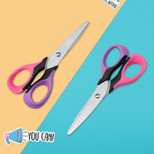 Stainless Steel Paper Scissors Straight Head Reddish Purple For Home And School Use - Product Image 2