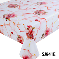 Taplak Meja PVC Persegi Panjang 300x140cm Tahan Air Mudah Dibersihkan Pola Cetak Bunga Pastel Gaya Pastoral Untuk Penggunaan Rumah Tangga