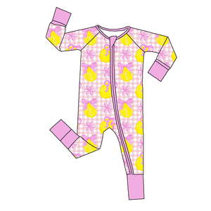 RTS 핫 세일 부활절 프린트 대나무 지퍼 롬퍼 세트 귀여운 신생아 여아 의류 아기 어린이 의류 - Product Image 5