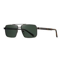 Lunettes de soleil marron foncé style affaires, monture métallique de luxe, logo sur le côté de la monture, tendance, fabricant sur mesure pour les voyages