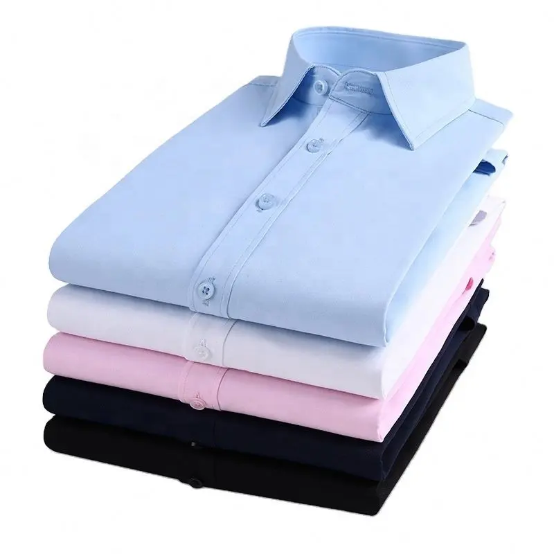 Logo personnalisé Vêtements de travail Personnel de bureau Chemises habillées unisexes d'affaires à manches longues de couleur unie Uniforme formel pour hommes
