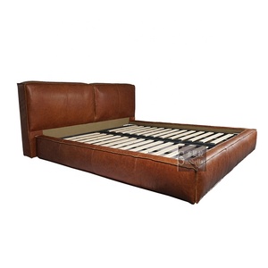 Retro <strong>UK</strong> Bedroom <strong>Loft</strong> <strong>Bed</strong> Luxury Vintage Leather <strong>Bed</strong> Headboard &amp;frames Double Master Room king Platform <strong>Bed</strong> Bedroom Furniture - Product Image 1