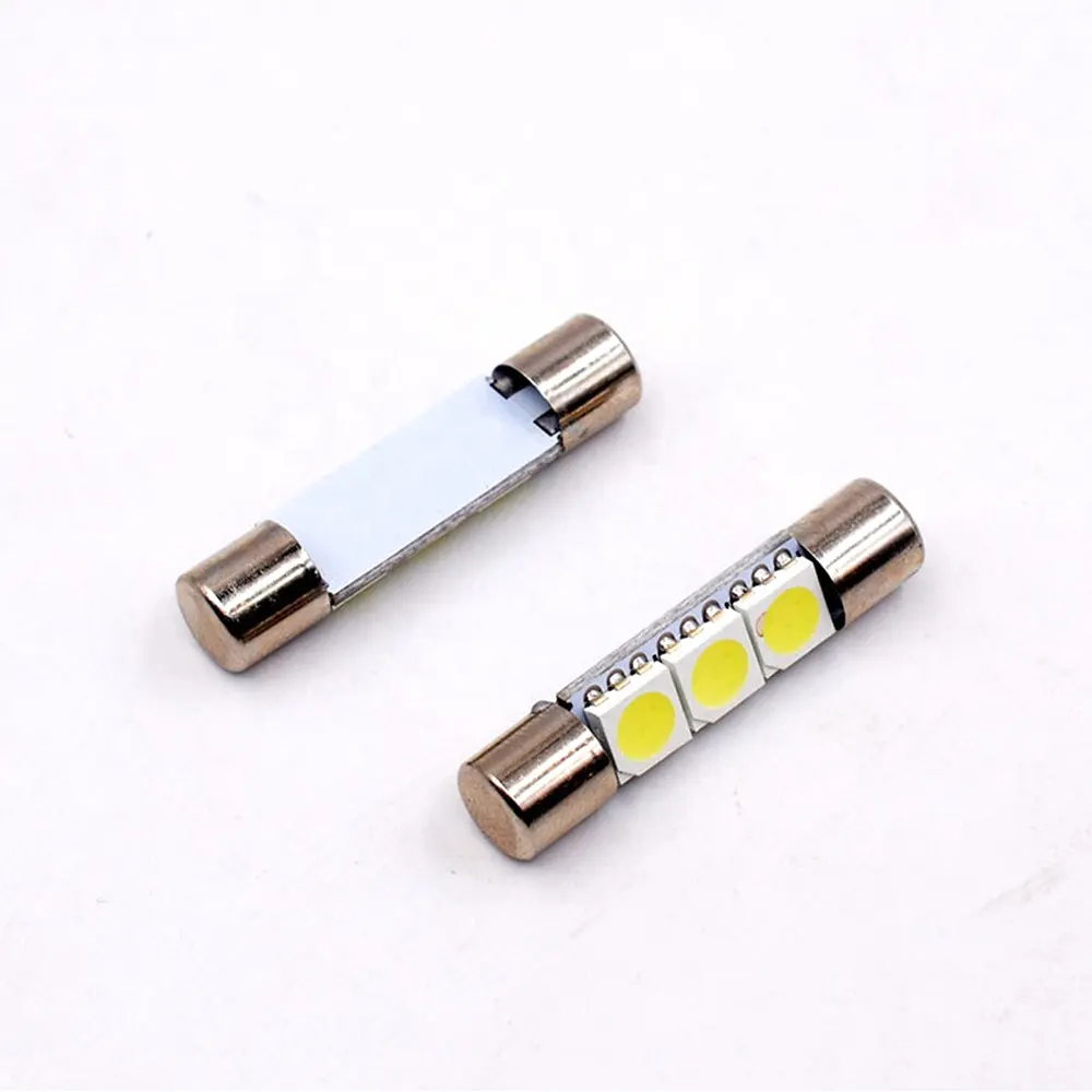 Mobil Lampu LED 5050 3SMD Fuse Cermin Rias Lampu Festoon Fuse Lampu LED T6 Interior Mobil Sun Visor Vanity pencahayaan