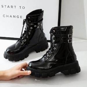 Botas de punta redonda para mujer, botines informales Retro de tacón grueso para Otoño e Invierno - Product Image 2