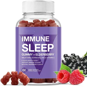 Miễn dịch ngủ Gummies với Elderberry Melatonin L-theanine Echinacea chanh dưỡng giấc ngủ yên tĩnh & sức khỏe miễn dịch thuần chay ngủ Viện trợ