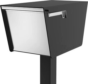 Buzón de aluminio negro texturizado | Buzón moderno montado en poste | Buzón impermeable para exteriores con cerradura - Product Image 2