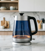 Bouilloire électrique sans fil vintage en plastique de 1,7 L, 1000-1800 W, base rotative à 360°, arrêt automatique, emballage ultra compact, vente en gros
