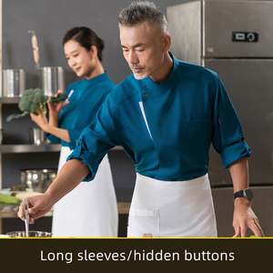 Abrigo de <span class=keywords><strong>Pizza</strong></span> de diseño moderno con logotipo personalizado, abrigo de Chef ligero para Hotel, restaurante, bar, algodón, poliéster, chaqueta de Chef de cocina, uniforme - Product Image 4