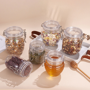 Bán Buôn Pet Nhựa <span class=keywords><strong>Container</strong></span> BPA Cấp Thực Phẩm Miễn Phí Rõ Ràng Lọ Với Kim Loại Khóa Có Nắp Đậy Cho Dưa Đóng Gói 100G 200G 300G 500G <span class=keywords><strong>1Kg</strong></span> - Product Image 1