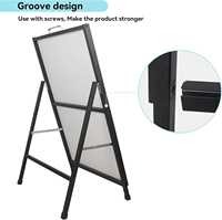Panneau de trottoir moderne robuste 24x36 pouces, support de panneau sandwich portable, pliable, extérieur, en métal, écologique, pour publicité