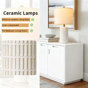 Lámpara de mesa de cerámica moderna E27 con LED, pantalla blanca, cuida la vista, iluminación para dormitorio y escritorio - Product Image 3
