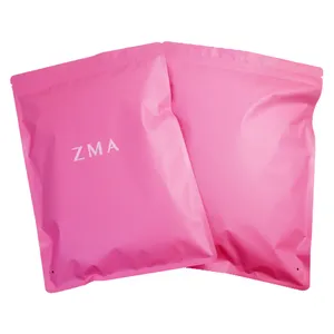 customized plastic clothes packaging logo printing aluminum foil garment Mylar zipper pouch Matte pink ziplock clothing bag