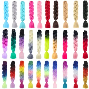 Extensiones de Cabello Sintético para Trenzas Jumbo de 24 Pulgadas, Cabello Afro Ombre para Trenzas de Ganchillo, Venta al por Mayor para Mujeres - Product Image 2