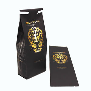 Gratis Sampel 12 Oz Tas Kopi Kotak Tas Bawah untuk Kopi Bawah Datar Berdiri Kantong dengan Ziplock Demagassing Valve - Product Image 6