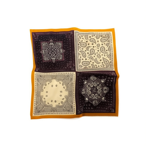 Foulard Quadrato Piccolo con Motivo Paisley 70x70cm 38G Design Patchwork per Donna Accessorio Moda - Product Image 1