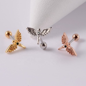 20G Acero inoxidable CZ cartílago Helix Tragus pendiente paz paloma estrella Mini moda cristal oreja Stud cuerpo moda Stud pendientes - Product Image 3
