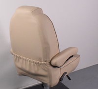 Siège de bateau à dossier haut avec deux accoudoirs durables, support de tête et poche intégrée, en beige et gris
