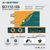 Convertidor de Transmisión AVMATRIX SC1112-12G 12G-SDI a HDMI 2.0, 4K60Hz, Salida SDI en Bucle, para Producción de Video en Vivo para Iglesias