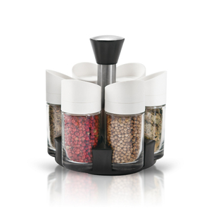 360 Revolving Turntable <strong>Rotating</strong> Organizer Spice Rack Glass Bbq Seasoning Container Salt Jar Set With Handle - Product Image 1