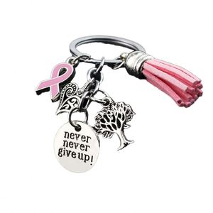 Llavero al por mayor de concienciación sobre el cáncer de mama, lazo rosa, llavero de la Vida, regalo inspirador - Product Image 1