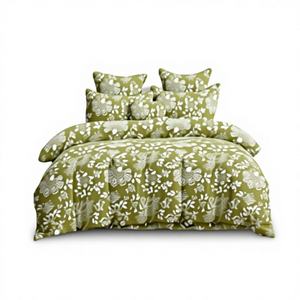 Juego de Ropa de Cama Doble Moderna con Bordado Jacquard, Sábanas de Algodón Lavado Suave de Lujo, Funda de Edredón con Estampado Floral para Hogar y Hotel - Product Image 1