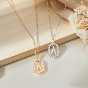 Collana con Ciondolo a Lettera A in Diamanti Zt 10x15Cm Oro Argento Acciaio Minimalista Unisex per Uso Quotidiano - Product Image 3