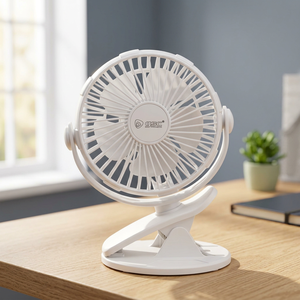 Mini ventilatore da tavolo bianco a 5 pale con clip 3W, diametro 13 cm, silenzioso 45 dB, cavo da 1,2 m (GSC) - Product Image 2