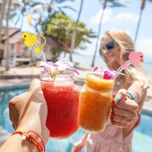 Cubierta de silicona reutilizable para pajita con diseño de pato colorido y patito lindo, protector de punta de pajita de 10 mm/0.4 pulgadas, estilo animal en colores pastel - Product Image 6