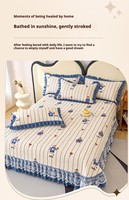 Ensemble de couette en mousse à bulles quatre pièces, style princesse coréenne, pour drap, garnissage en laine, bordure en dentelle, résistant à l'eau, automne