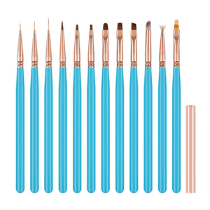 Pennello per Unghie Blu con Manico in Acrilico e Setole Sintetiche, 12 Pezzi, per Gel UV, Ombre, Daisy, Manicure, Etichetta Privata Personalizzata, Top Vendite - Product Image 2