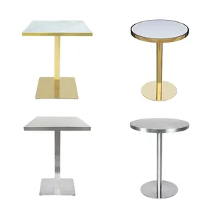 Benutzer definierte Pub Mesa Marmol Restaurant Tische Bistro Metall Basis Quadrat Edelstahl/Marmorplatte Esszimmer Wohnzimmer Tisch