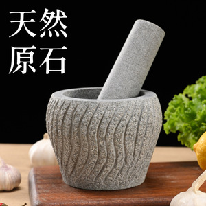 Hand Carved Stone Mortar And Pestle Bluestone Grinder Herb Spice Tools Durable Manual Garlic Crusher - Product Image 5