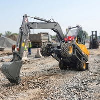 Machinerie de terrassement à mouvement rapide, pelle sur pneus de 7 tonnes, cabine fermée climatisée pour la conduite sur route