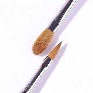 Pinceau à ongles en acrylique avec manche en métal et cristal, 100% poils de Kolinsky purs, OEM, pour poudre acrylique, manucure en salon - Product Image 3