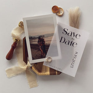 Invitations de <span class=keywords><strong>mariage</strong></span> en couches vélin et enregistrer les dates avec photo - Product Image 1