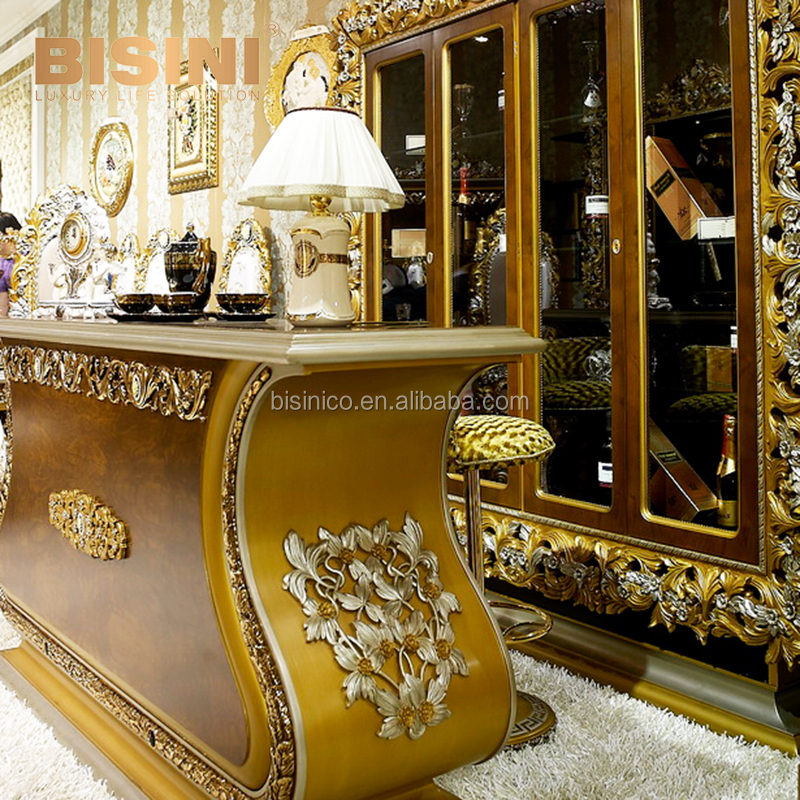 Rococo Wood Carving - Elegant Bar Counter for Villa